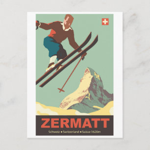 Cartão Postal Esqui em Zermatt