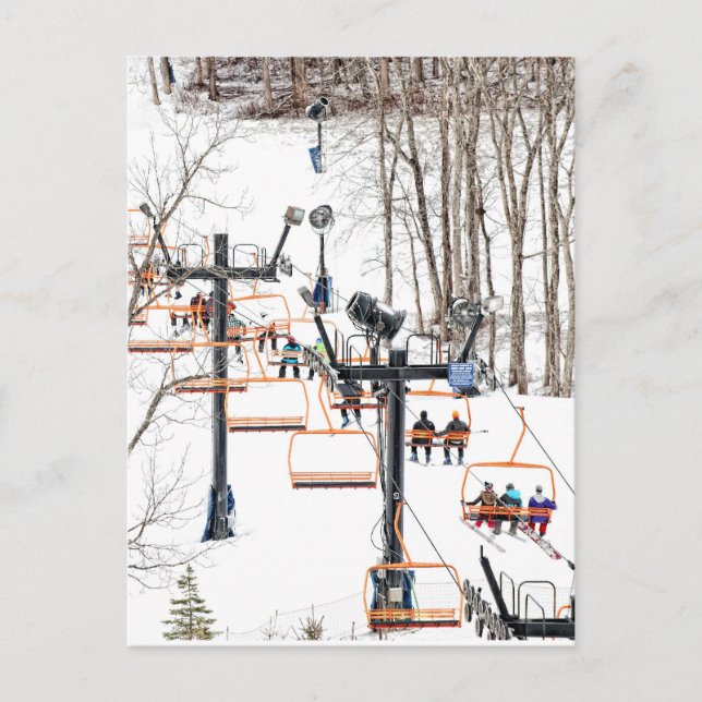 Cartão Postal Esqui esportes de inverno (Frente)