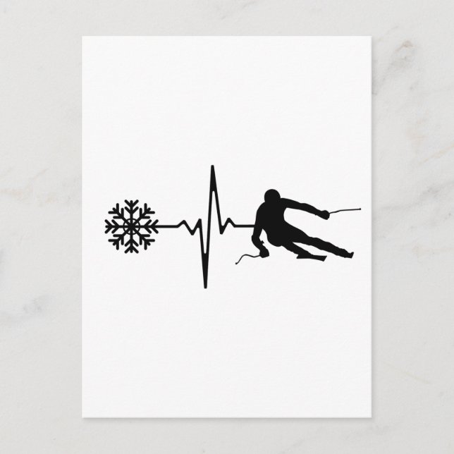 Cartão Postal Esqui - Presente Skiing Heartbeat Skier (Frente)