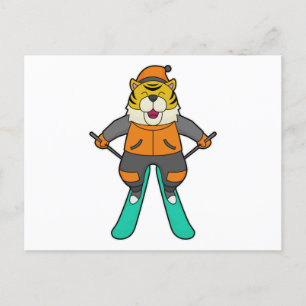 Cartão Postal Esquiador de Tigre Esqui