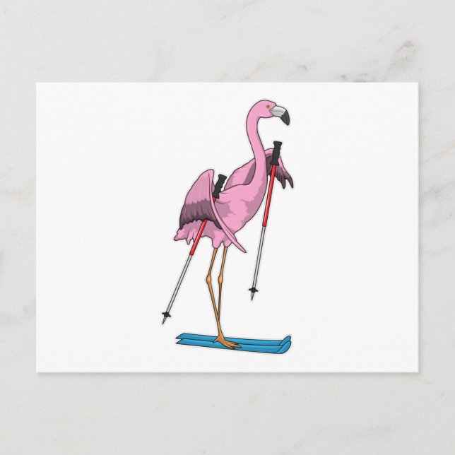 Cartão Postal Esquiador Flamingo Esqui (Frente)