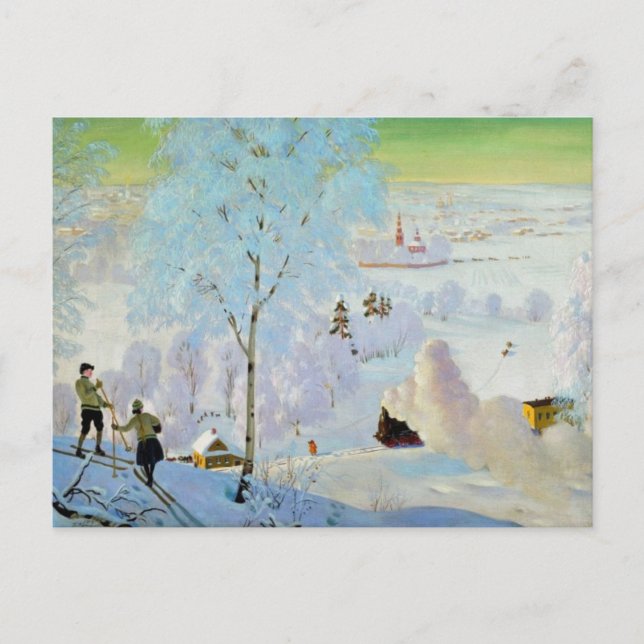 Cartão Postal Esquiadores 1919 (Frente)