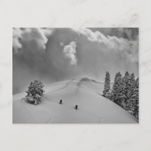 Cartão Postal Esquiadores de montanha no backcountry em neve fre