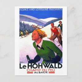 Cartão Postal Esquiando em Le Hohwald, Alsácia, França, vintage