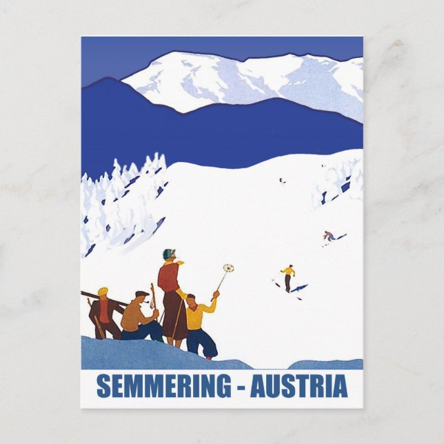 Cartão Postal Esquiando em Semmering, Áustria (Frente)
