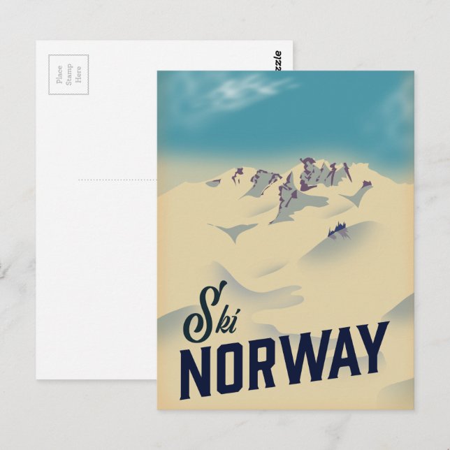 Cartão Postal Esquiar Noruega (Frente/Verso)