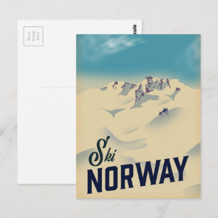 Cartão Postal Esquiar Noruega