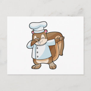 Cartão Postal Esquilo como cozinheiro com avental de cozinha