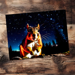 Cartão Postal Esquilo de acampamento engraçado, animal fofo clos