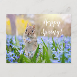Cartão Postal Esquilo de texto personalizado em flores silvestre