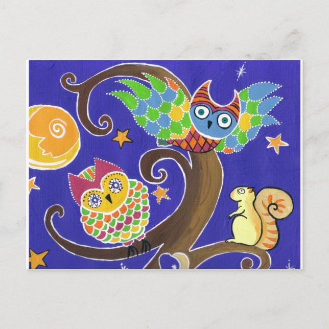 Cartão Postal esquilo e coruja (Frente)