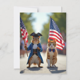 Cartão Postal Esquilo e Gato Patrióticos