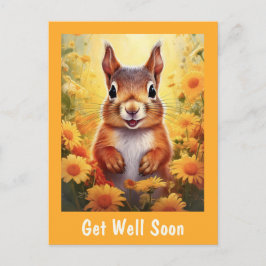 Cartão Postal Esquilo em Flores Amarelas Rápida Recuperação 