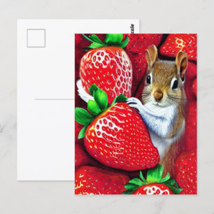 Cartão Postal Esquilo no Céu de Morango