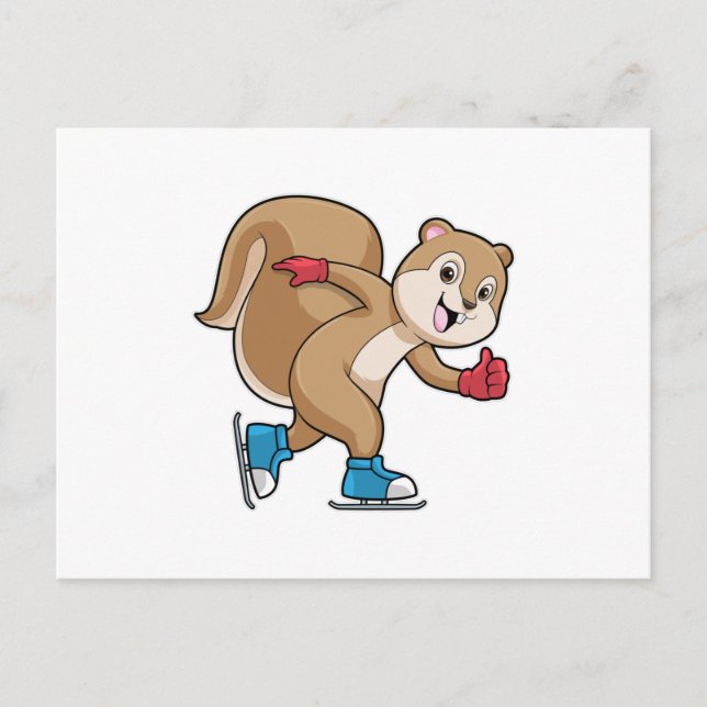 Cartão Postal Esquilo no patinação no gelo com patins de gelo (Frente)