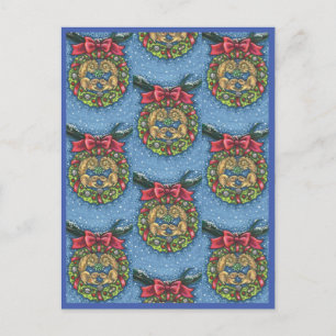 CARTÃO POSTAL ESQUILOS DE BEIJOS CUTÂNEOS SOB MISTLETOE, CORRE