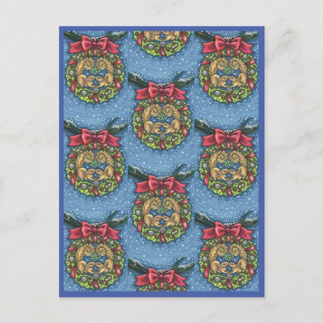 CARTÃO POSTAL ESQUILOS DE BEIJOS CUTÂNEOS SOB MISTLETOE, CORREÇÃ (Frente)