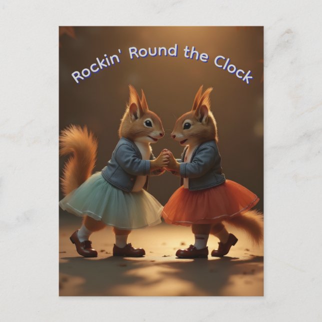 Cartão Postal Esquilos de Salto de meias (Frente)