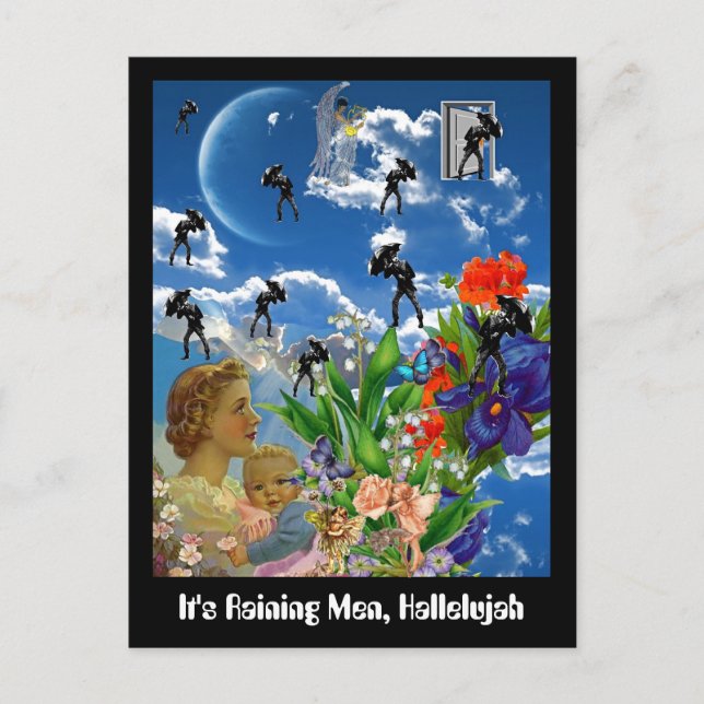 Cartão Postal Está chovendo homens, Aleluia (Frente)