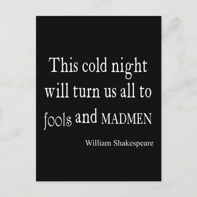 Cartão Postal Esta Cold Night Fools e Madmen Shakespeare (Frente)