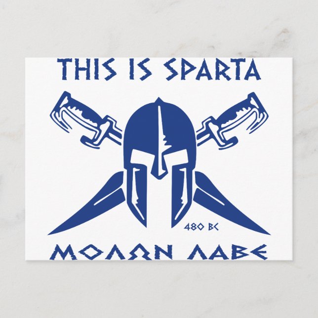 Cartão Postal Esta é Sparta - Molon Lave - Azul (Frente)