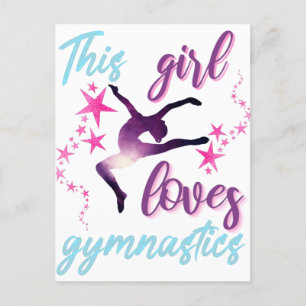Cartão Postal Esta Garota Ama as Estrelas da Ginástica Saltando