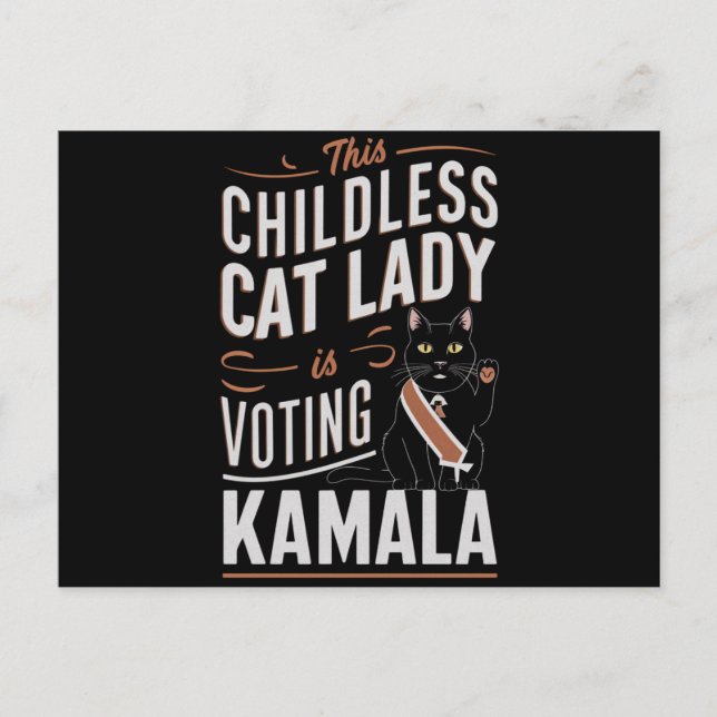 Cartão Postal Esta Senhora de Gato Infantil Está Votando Kamala (Frente)