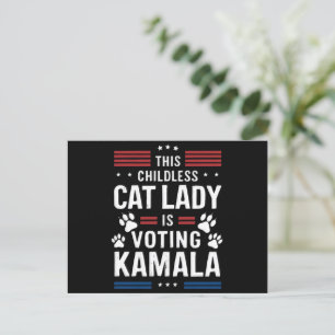Cartão Postal Esta Senhora de Gato Sem Crianças Está Votando Kam