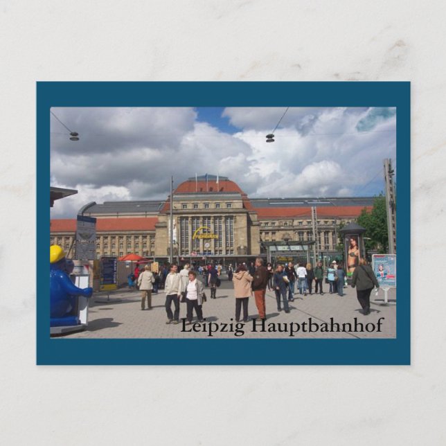 Cartão Postal Estação Central de Leipzig (Frente)