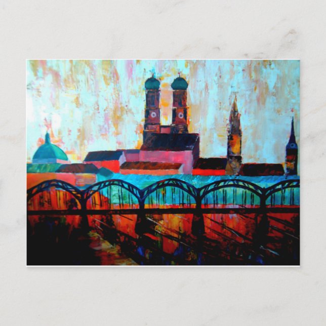 Cartão Postal Estação Central de Munique com Hackerbridge (Frente)