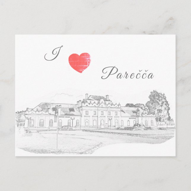 Cartão Postal Estação de Arquitetura de Belarus Porechye Parecca (Frente)