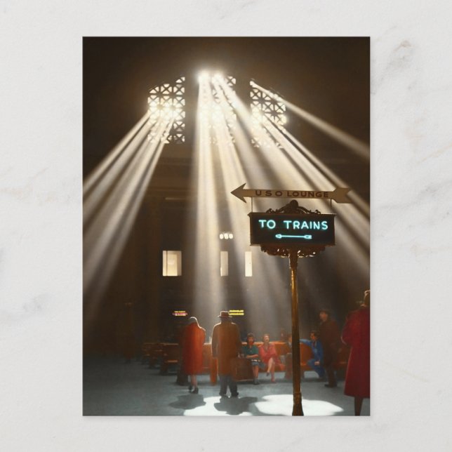 Cartão Postal Estação de Comboio - Chicago - Que haja luz 1943 (Frente)