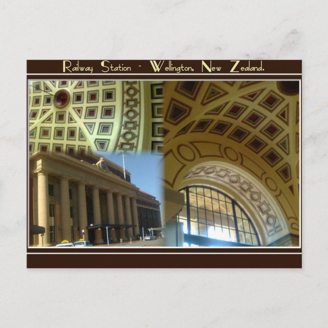 Cartão Postal Estação de comboio de Wellington - Nova Zelândia. (Frente)