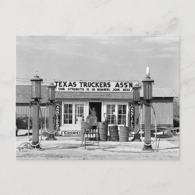 Cartão Postal Estação de gasolina - Edcouch, Texas: 1939 (Frente)