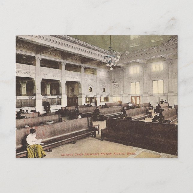 Cartão Postal Estação de Passageiros da União, Seattle, Circa 19 (Frente)
