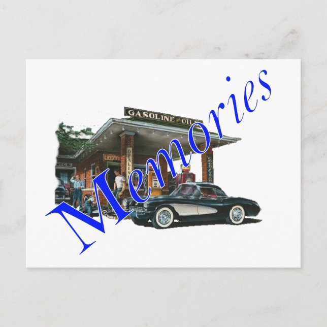 Cartão Postal Estação de serviço Vintage 1950s (Frente)