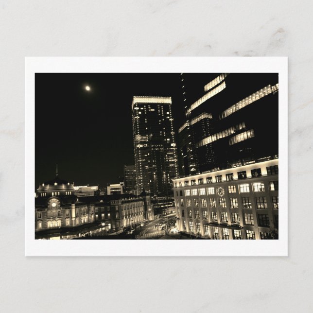 Cartão Postal Estação de Tóquio no Cartão-postal da Noite (Frente)