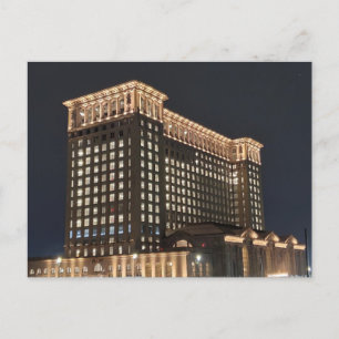 Cartão Postal Estação de trem de Detroit à Noite