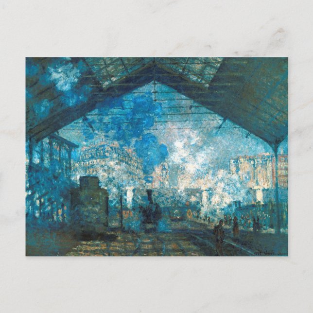 Cartão Postal Estação de Trem do santo Lazare, por Claude Monet (Frente)