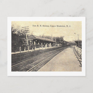 Cartão Postal Estação de Trem Erie, Upper Montclair, NJ Vintage