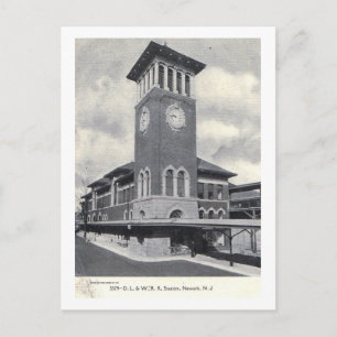 Cartão Postal Estação de Trem, Newark, Nova Jersey Vintage