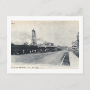 Cartão Postal Estação de Trem, Wildwood, New Jersey Vintage