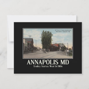 Cartão Postal Estação de Trolley Annapolis MD, Vintage inspirada
