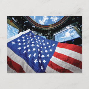 Cartão Postal Estação Espacial Americana Flag Earth Orbit