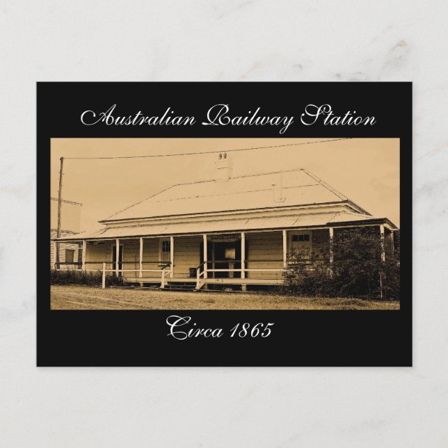 Cartão Postal Estação Ferroviária Australiana de cerca de 1865-P (Frente)