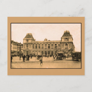 Cartão Postal Estação Ferroviária de Bruxelas, horsecar