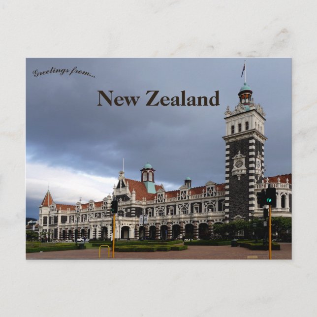 Cartão Postal Estação Ferroviária de Dunedin Nova Zelândia (Frente)