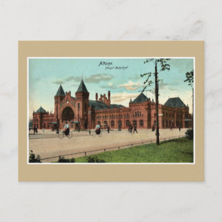 Cartão Postal Estação Ferroviária de Hamburgo de 1890 vintage Al