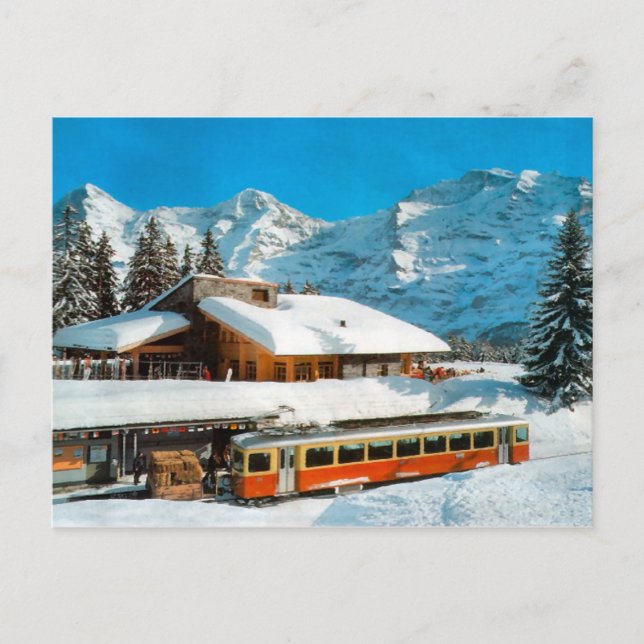 Cartão Postal Estação Kleiner Scheidegg, Jungfrau (Frente)