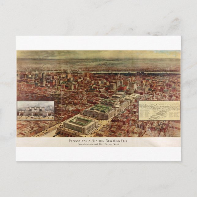 Cartão Postal Estação Pennsylvania Nova York em 1910 (Frente)